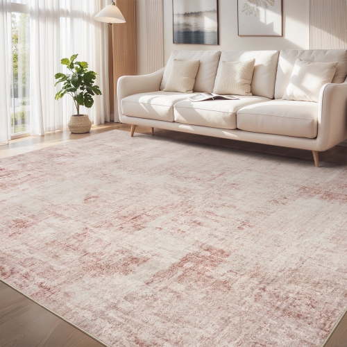 VUNATE 5'x7' Large Washable Rugs for Living Room, Abstract Pink Area Rug, Soft Durable Carpet