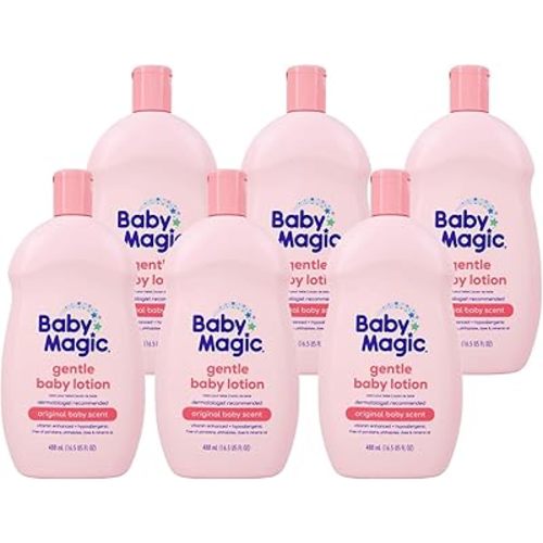 Baby Magic Gentle Baby Lotion | 16.5 Fl Oz (Pack of 6) | Vitamins & Aloe, Pink (705544), Original Baby Scent