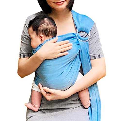 Baby Water Ring Sling Carrier | Lightweight Breathable Mesh Baby Wrap for Infant, Newborn, Kids and Toddlers | Perfect for Summer, Swimming, Pool, Beach | Great for Dad Too Blue