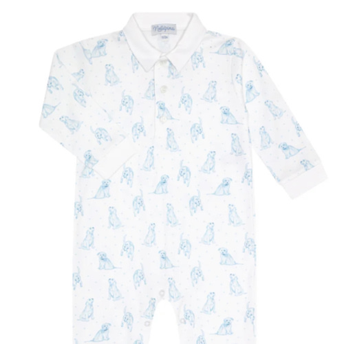 Blue Puppy Love Print Romper long sleeve – Nellapima