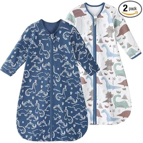 Yoofoss Baby Sleep Sack 0-6 Months Long Sleeve Wearable Blanket Baby 100% Cotton 2-Way Zipper 0.5 Tog Newborn Sleeping Sack, Lightweight(Small)