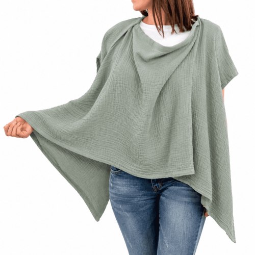 Muslin Nursing Cover for Baby Breastfeeding,Soft Breathable Cotton Breastfeeding Cover for Mom Breathable Privacy Nursing Covers with Arch Neckline