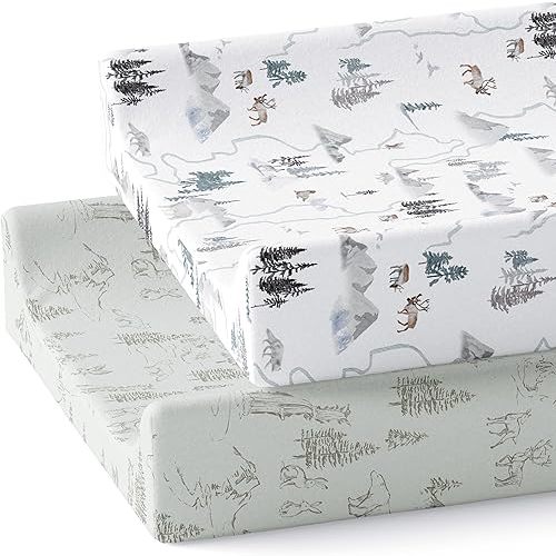 Baby Changing Pad Cover 2-Pack (Arctic Journey) - Premium Fitted Sheets Changing Table Cover - Buttery Soft Cotton Blend - Diaper Changing Pad Cover - Changing Pad Sheets