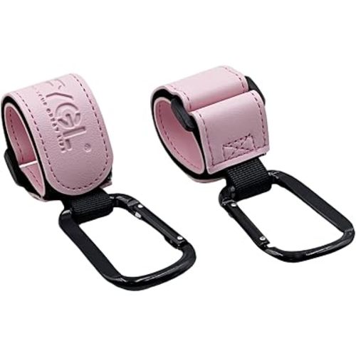 Stroller Hooks - Adjustable Universal Carabiner Clips, Pink (2 Pack)
