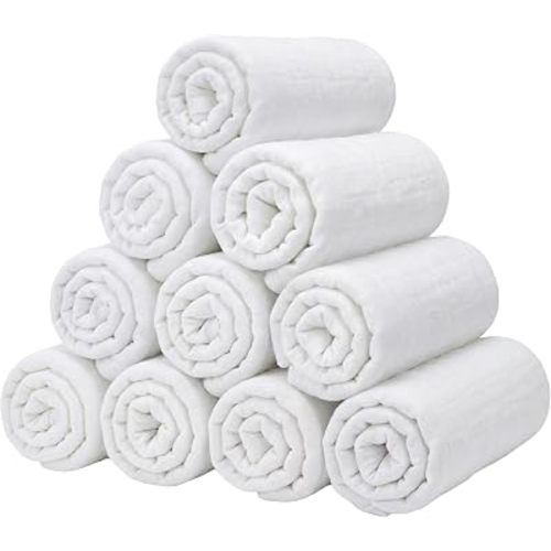 10 Pack Muslin Baby Washcloths - 10x10 Soft Cotton Face Wipes