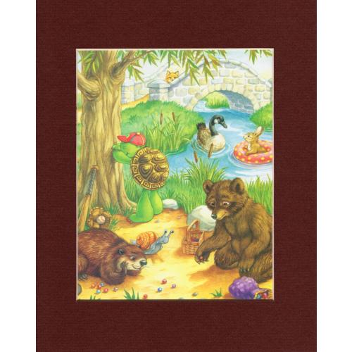 Vintage, matted, upcycled storybook page 8 x 10 “Franklin”