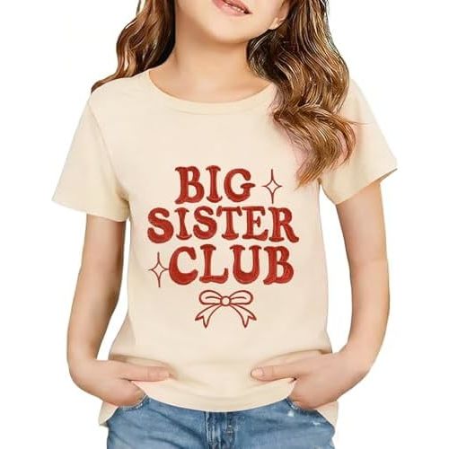 Toddler Girl Big Sister Shirts Announcement T-Shirt Summer Short Sleeve Tee Tops Promoted to Big Sister Blouse 2-7Y