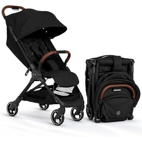Silver Cross Clic Compact Travel Stroller – (Space) – Lightweight Baby Stroller for Airplane Travel – One-Hand Fold, Lie-Flat Infant & Toddler Seat – Birth to 55 lb