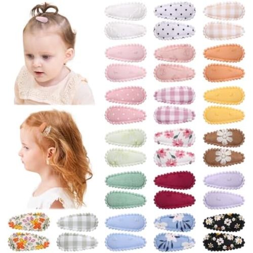 40 PCS Cute Toddler Snap Hair Clips with Flower Patterns - 1.5" Mini Hair Barrettes and Accessories for Baby Girls, Infants, Toddlers