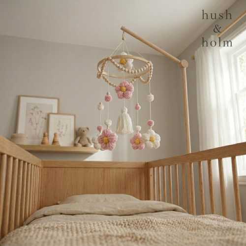 Flower Baby Mobile | Crochet Nursery Mobile | Floral Crib Mobile | Boho Baby Mobile | Daisy Nursery Decor