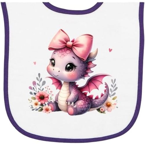 inktastic Girls Baby Dragon Baby Terry Cloth Bib