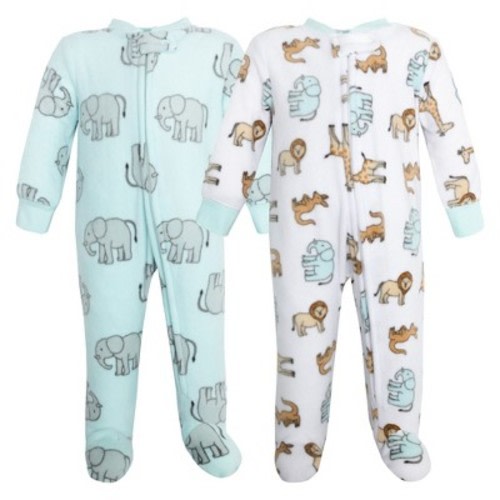 Hudson Baby Fleece Sleep and Play, Cute Safari, 0-3 Months