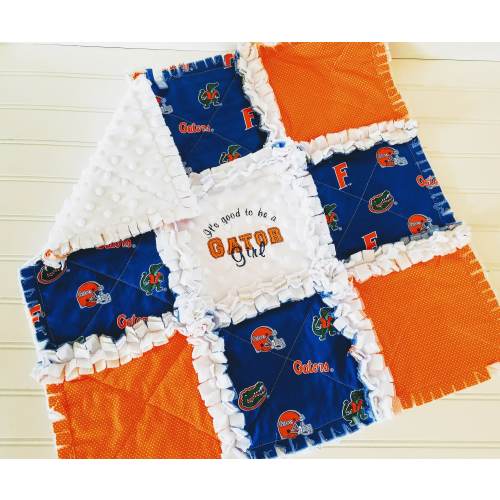 University of Fl Gators MINI Rag Quilt or CRIB Quilt or Nursery Bedding Set - It's Good To Be a Gator Girl, Boy, Baby or Fan