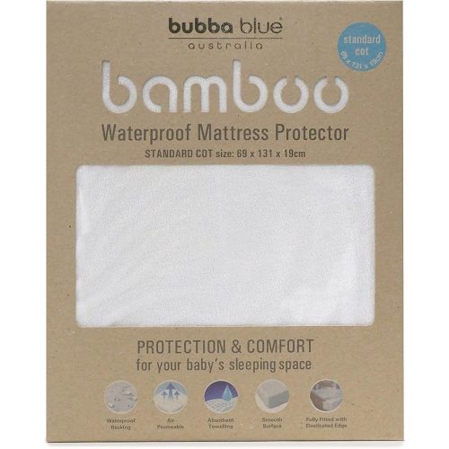 Bubba Blue Bamboo Standard Cot Waterproof Mattress Protector Pad Bedding Cover Machine Wash Hygienic