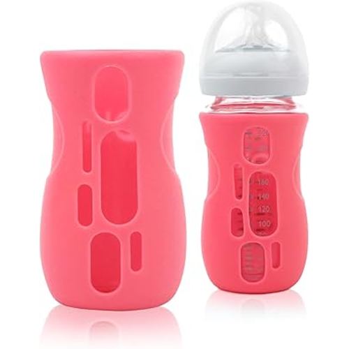 Olababy Silicone Sleeve for Avent Natural Glass Baby Bottles (8 oz, Pink)