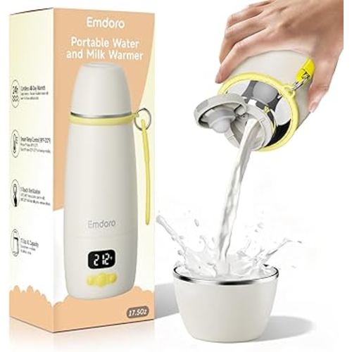 Portable Baby Bottle Warmer – Fast 1.5-Min Heating, Precise Temp Control 98°F-212°F, 36H Keep-Warm & Dual Sterilization, Wireless for Travel, Breast Milk & Formula Safe