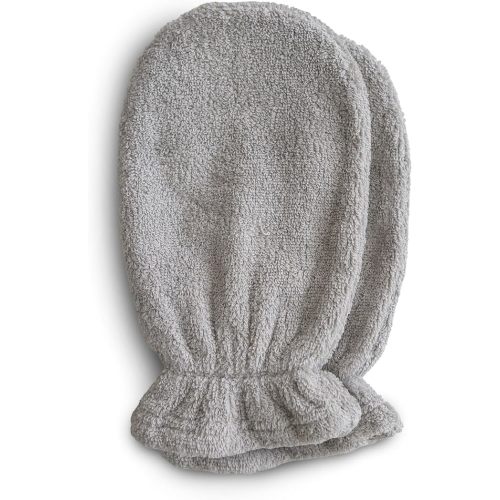 mushie Baby Bath Mitt | Organic Cotton | Pack of 2 (Gray)