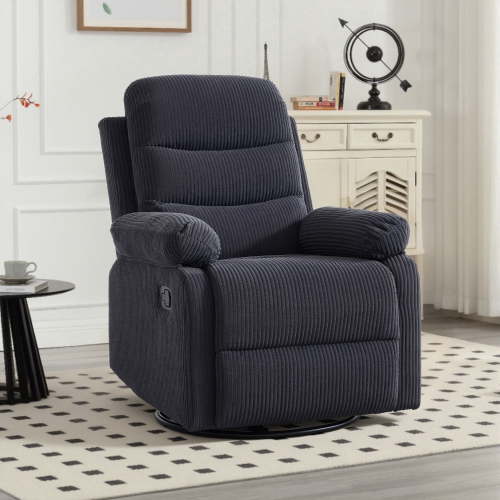GAOHAPY Rocking Recliner Chair,Modern Swivel Glider Recliner Chair,Corduroy Fabric Upholstery Recliner,Manual Reclining Sofa Chair for Living Room,Office,Apartment,Dark Grey