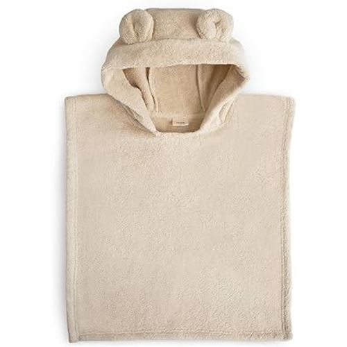 mushie Poncho Towel for Toddlers and Kids (Fog) | Organic Terry Cotton | Ages 1-3 Years