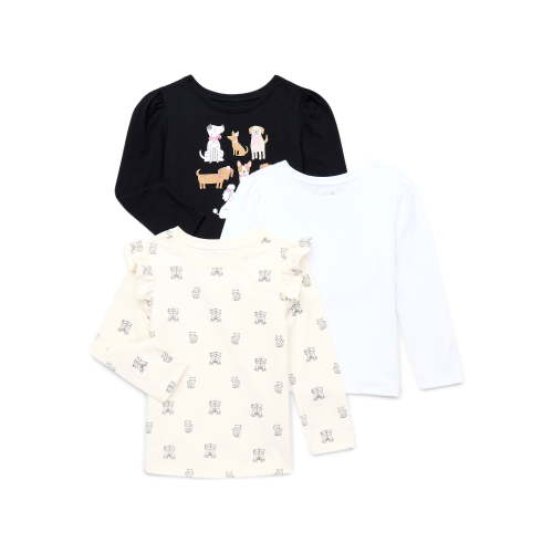 Garanimals Toddler Girls Assorted Long Sleeve Tees, 3-Pack, Sizes 18M-5T