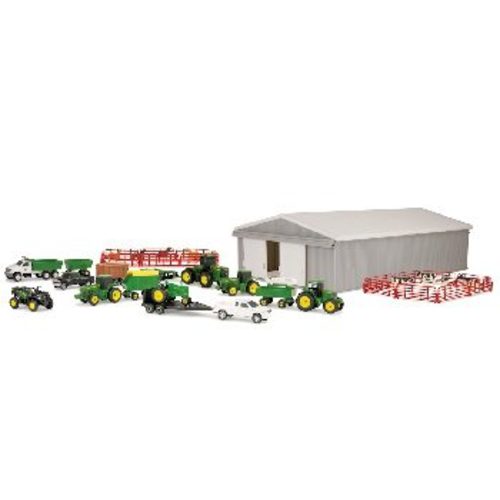 John Deere 70 Piece Playset with Machine Shed (Tan & Green) - Ertl | AgFarmToys.com