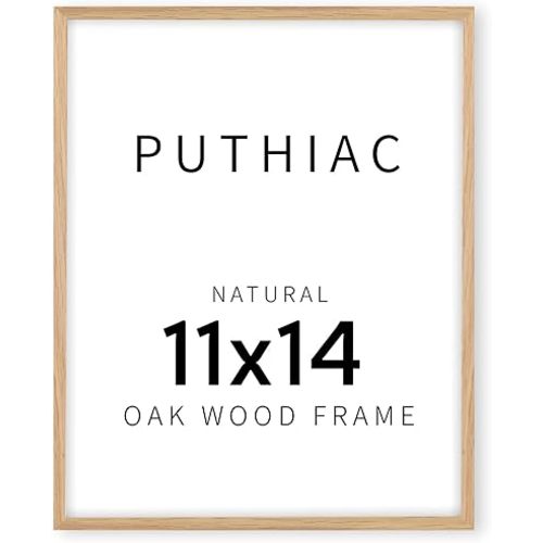 puthiac 11x14 Oak Wood Picture Frame - Minimalist 11x14 Poster Frame, 11"x14" Frame Wood, Natural Solid Wooden Picture Frames for Wall Art Photo and Prints(1 Pack, Beige)