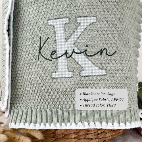 Baby boy blanket, embroidered baby blanket with name, cotton knit custom baby blanket, gift for baby boys