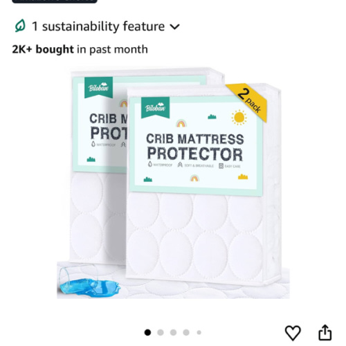 Crib Mattress Protector Sheets Waterproof 2 Pack, Quilted Crib Mattress Pad Cover Fitted Fits for Toddler Bed Mattress, White, 52” x 28”