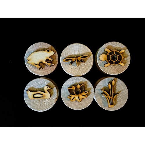 Wooden Pond Life Stamper Set || 6 Animal & Plant Themed Playdough Stamps