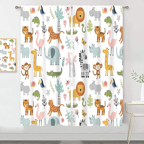 MESHELLY Animal Curtains 42Wx63H Cartoon Toddler Children 2 Panels