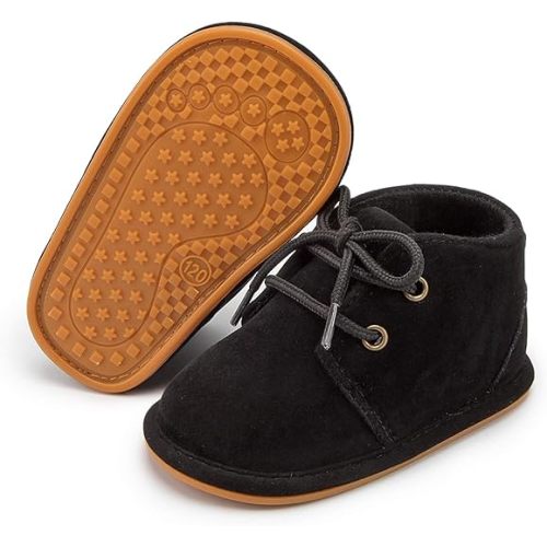 Baby Boys Girls Booties Fleece Anti-Slip Soft Sole Boots Toddler First Walker Warm Shoes - 0-6 Months Infant - 4-black