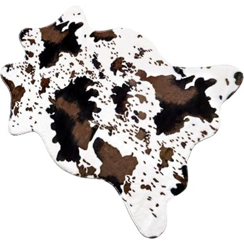 MACEVIA Cowhide Rug Cute Cow Print Rugs Western Decor for Living Room Bedroom Faux Animal Area Carpet Non-Slip 43.3" L x 29.5" W(3.6ft x 2.4ft)