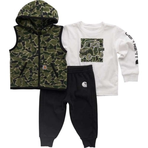 Boys' 3-Piece Camo Vest, Long-Sleeve T-Shirt & Pant Set (Baby) | Graphics Collection | Carhartt