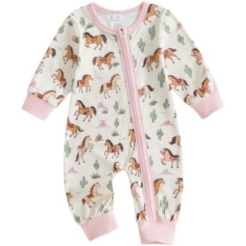 BULINGNA Newborn Baby Boy Girl Western Clothes Long Sleeve Cowboy Jumpsuit