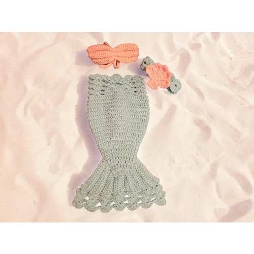 Crocheted baby mermaid outfit