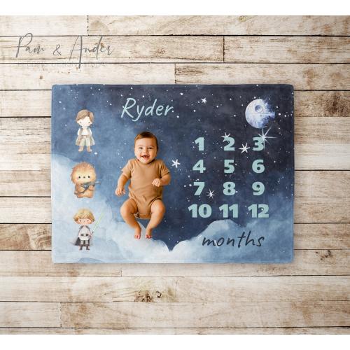STAR WARS Boy Milestone Blanket, Baby Boy Milestone Blanket, Baby Shower Gift, Baby Boy Gift, Newborn Gift, Personalized Baby Blanket