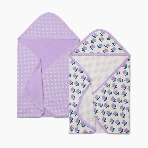 Small Story Towels 2 Pack - Purple Flowers, 0-24