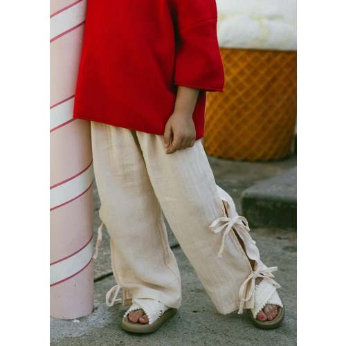 Gauze Bow Pants- Cream
