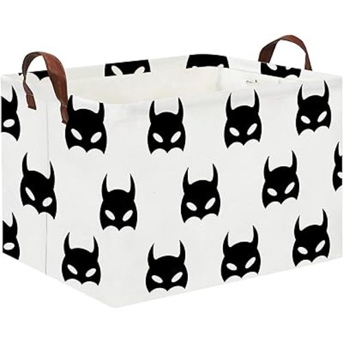 HIYAGON Batman Basket Kids Storage Basket Cute Basket Empty Toy Storage Bin Organizer Box Rectangular Room Decor for Home Books(Black bats)