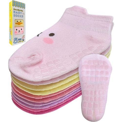 Simply Kids Baby Non-Slip Ankle Socks – Superior Grip, Soft Cotton, for Active Toddler Girls & Boys (Ages 0-7)