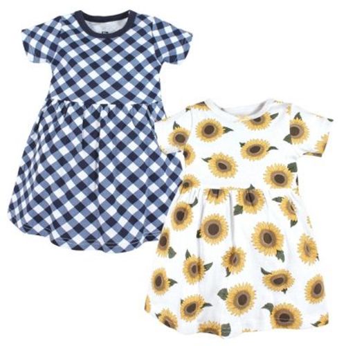 Hudson Baby Infant Girl Cotton Dresses, Sunflower, 0-3 Months
