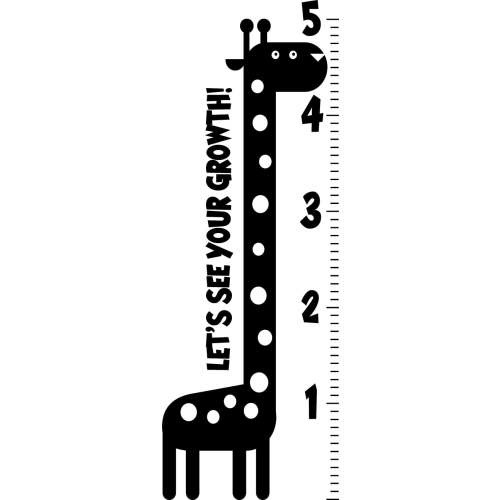 Nursery Vinyl Wall Art Decal - Let’s See Your Growth Chart Zoo Giraffe - 62.5" x 22" - Safari Animal Wall Art Sticker Decals - Unisex Kids Room Play Area Daycare Wall Decor (62.5" x 22")