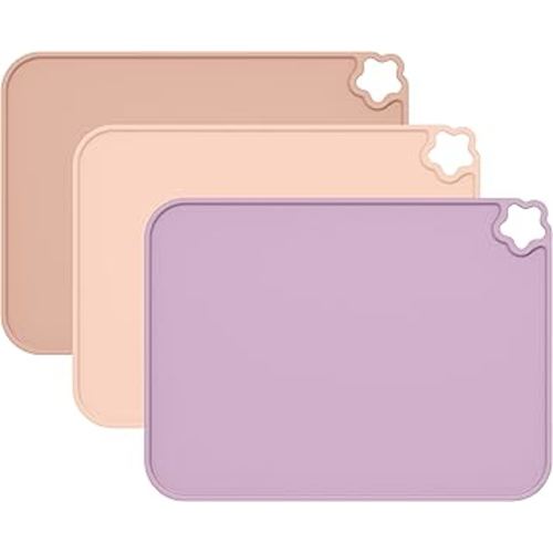 Cutebe Silicone Placemat for Toddles Kids Non-Slip Reusable Portable Kids Placemats for Dinning Table Heat Resistant Placemats, Baby Placemat Stain Resistant Silicone Mat for Dining Table 3 Pack