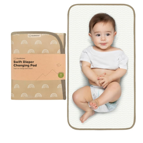 KeaBabies Portable Diaper Changing Pad, Easy Wipe Clean - Foldable Waterproof Baby Changing Mat for Diaper Bag, Compact, Lightweight, 25x13 Newborn, Infant, Baby Changer Travel Essential (Rainbow)