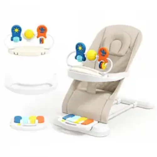 BabyBond 4-in-1 Baby Bouncer with Detachable Piano, Feeding Tray & Play Bar | Battery-Free, 3-Level Recline Foldable Seat for Infant Toddler 0-24 Months, Up to 29Lbs, Mothersdaygift, #Summervibes - TikTok Shop