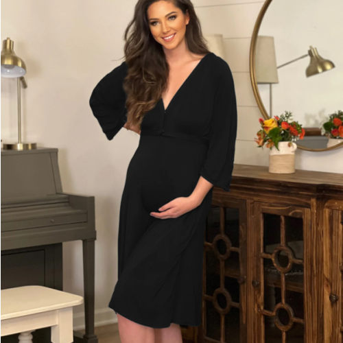Amelia Labor & Postpartum Gown in Black – Lila