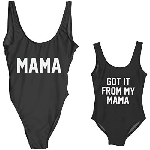 Elightvap Family Matching Mother Child Letter Print Swimsuit Monokini Women Toldder Girl One Piece Bathing Suit Swimwear