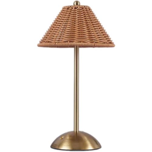 Boho Rattan Table Lamp,Wicker Night Light,LED Rechargeable Reading Lights,3 Color Touch Control Dimmable Bedside Lamps Living Room Bedroom Office Lighting Home Outdoor Decoration