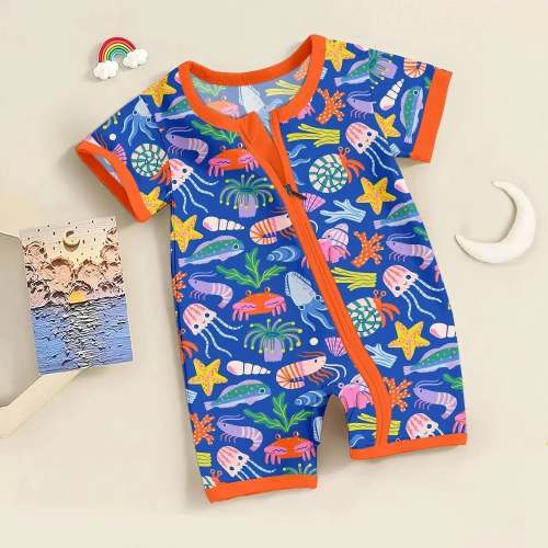 Under the Sea Bamboo Shorty Zippered Romper