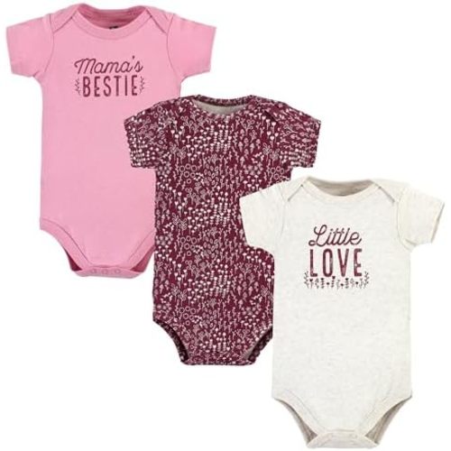 Hudson Baby baby-girls Cotton Bodysuits 3-pack